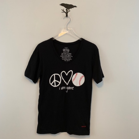 Peace Love World Tops - Peace Love World Black Graphic Short Sleeve Tee